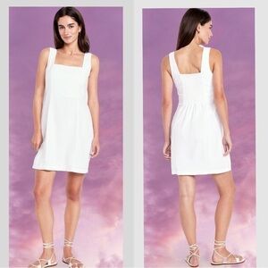 NWTS💓GAP OLD NAVY XL💓WHITE LINEN SQUARE NECK WIDE STRAP. PRINCESS SEAMED DRESS
